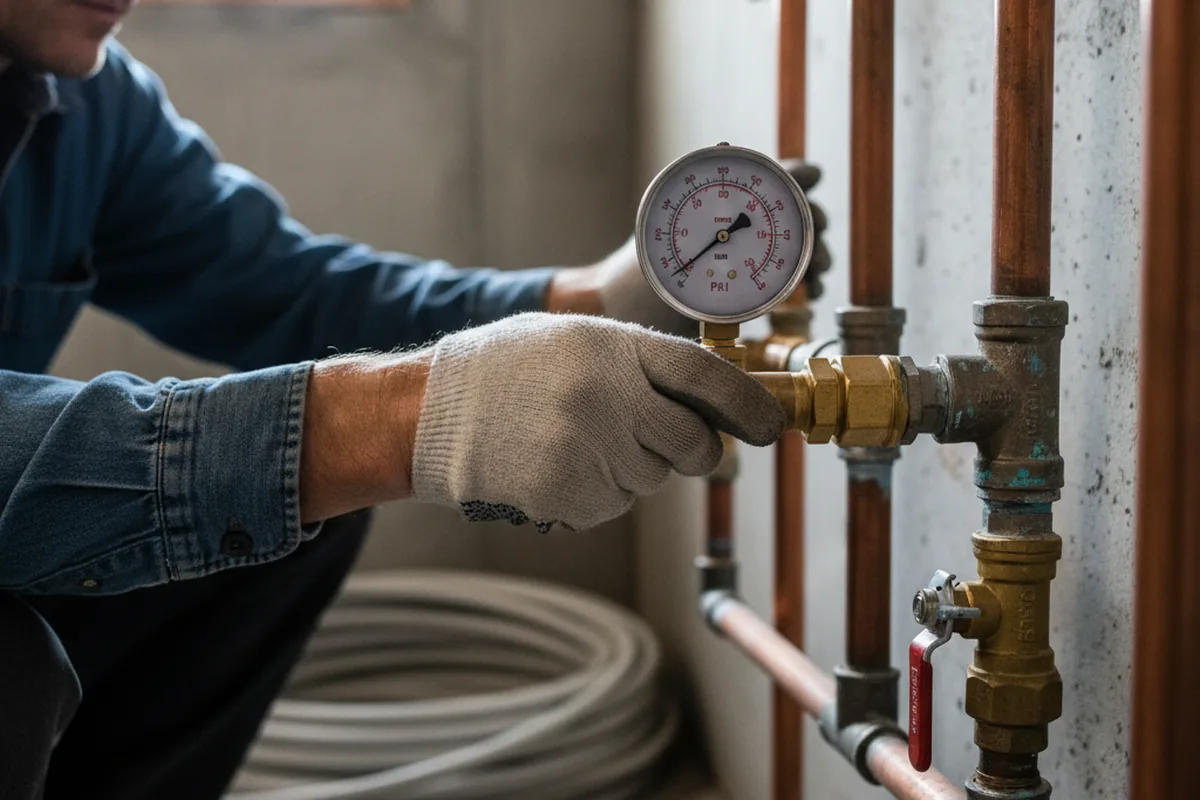 Pressure testing a repaired line during Water Line Repair in Humboldt